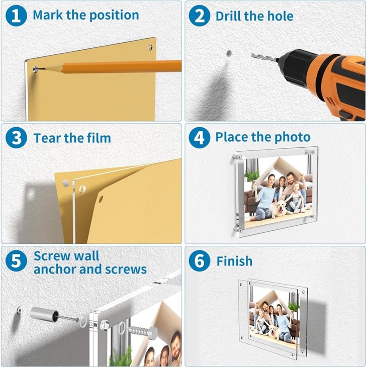 Acrylic Picture Frames With Standoffs high quality